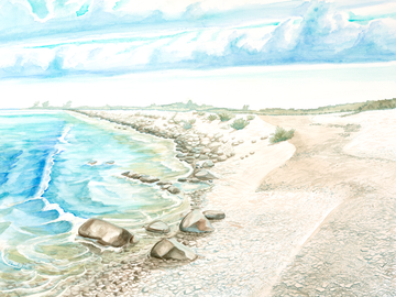 The Limestones II – Georgian Bay Watercolor Print, Lake Huron Art