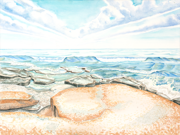 The Limestones I – Georgian Bay Watercolor Print, Lake Huron Art