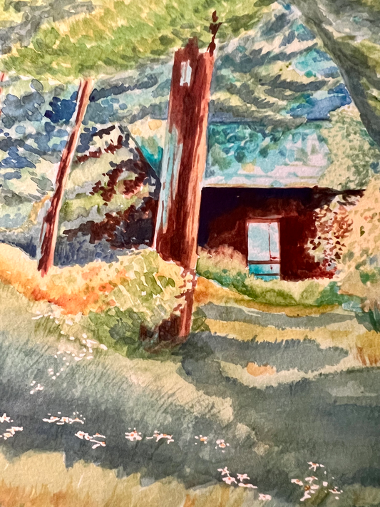 Twin Waters"" – Lake Huron Cabin, Matted Watercolor Print, Ready to Frame