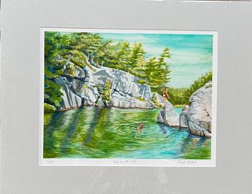 "Hole-in-the-Wall" – Georgian Bay Glacial Cliffs Matted Watercolor Print, Ready to Frame