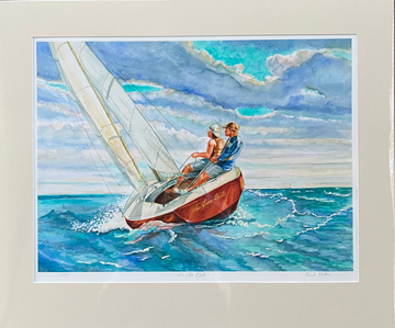 La Sara Belle – Lake Huron Sailing Watercolor | Matted Fine Art Print
