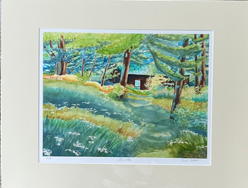 Twin Waters"" – Lake Huron Cabin, Matted Watercolor Print, Ready to Frame