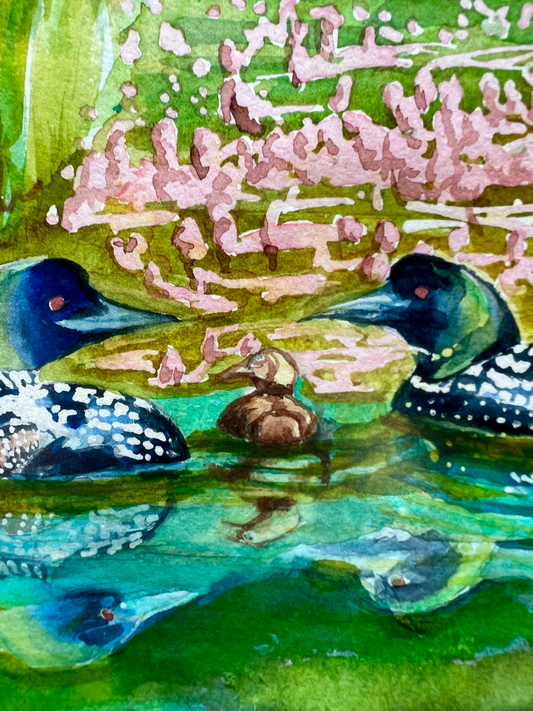 "Baby Loon" ā Matted Watercolor Print, Ready to Frame