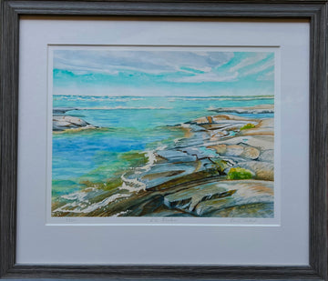 'The Breakers", – Lake Huron Coastline Matted & Framed Watercolor Print
