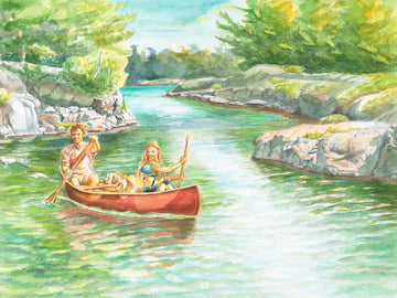 "Exploring", Tucker Paddling Adventure Watercolor Print | Georgian Bay Art