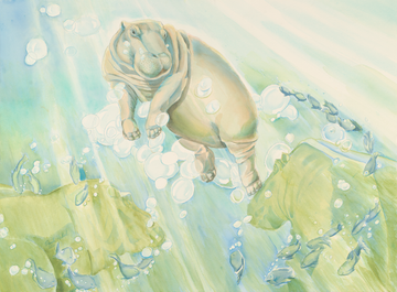 "Fiona, Bibi & Tucker", Hippo Watercolor Print | Cincinnati Zoo