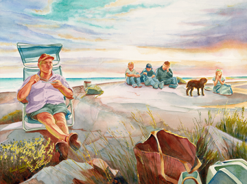"End of Day Picnic", Georgian Bay Sunset Watercolor Print | Lake Huron Fine Art