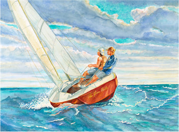 "La Sara Belle", Lake Huron Sailing Watercolor Print | Nautical Fine Art