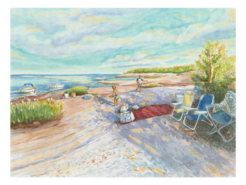 "Picnic", Georgian Bay Lake Huron Picnic Watercolor Print | Fine Art