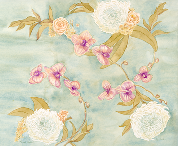 "Swan Lake Tapestry", Floral Watercolor Print | Botanical Fine Art