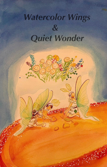 Watercolor fairies with translucent wings discovering candy seeds inside a glowing gumdrop in a whimsical scene