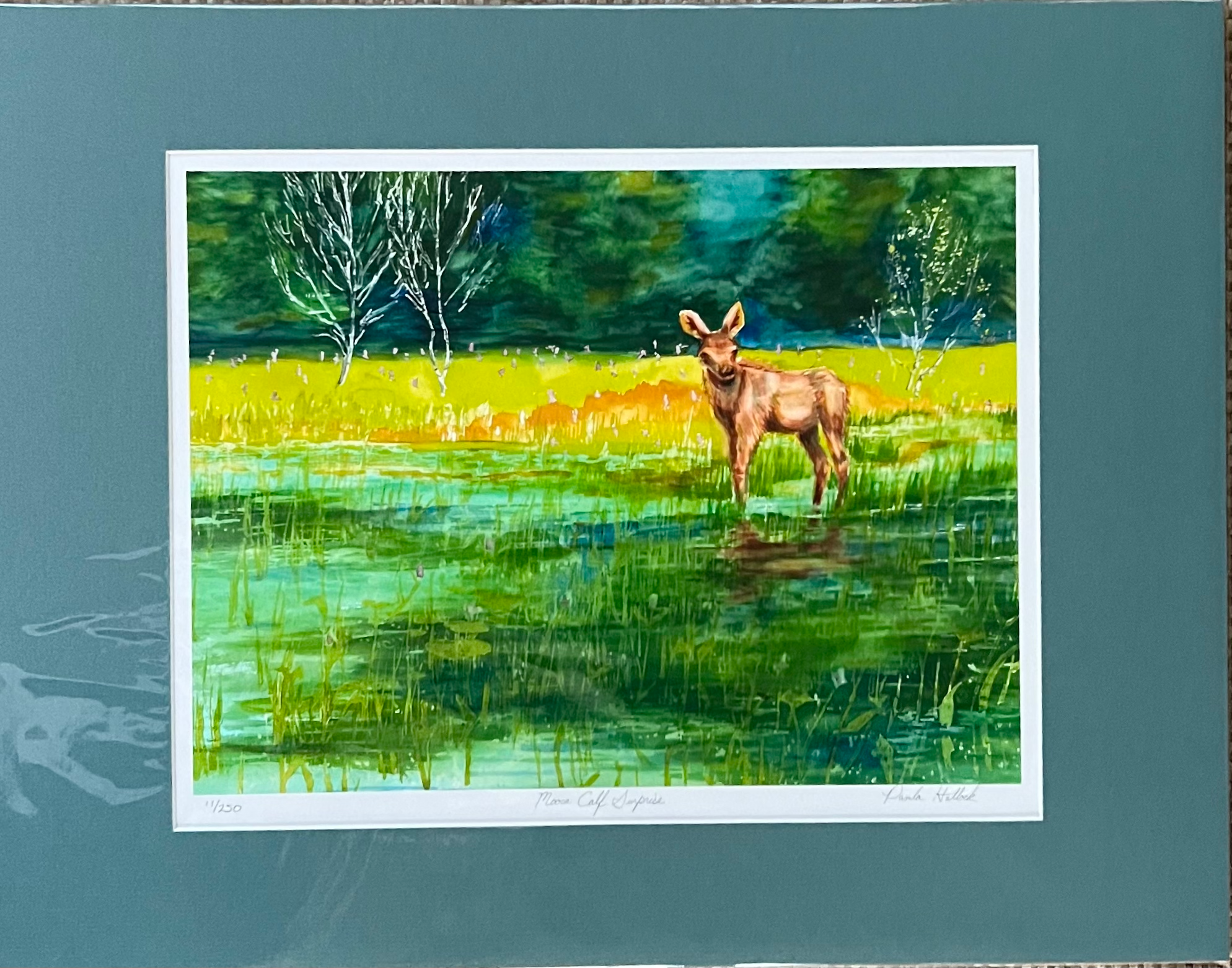 水彩壁絵 Watercolor *The Tender Calf Calf* 水彩壁絵 Watercolor