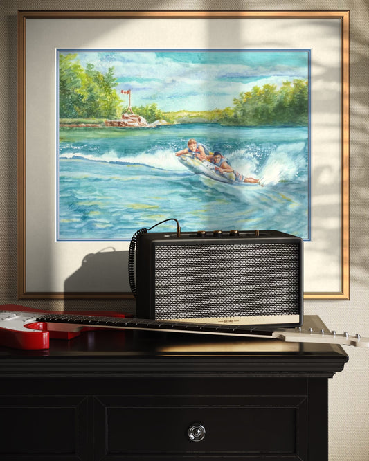 "Tubing", Tubing Adventure Watercolor Print | Georgian Bay Fine Art