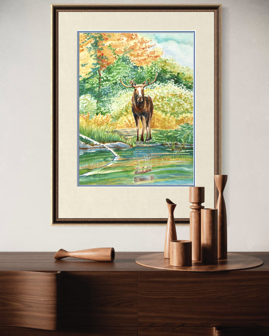 "Bull Moose", Watercolor Print | Wildlife Fine Art