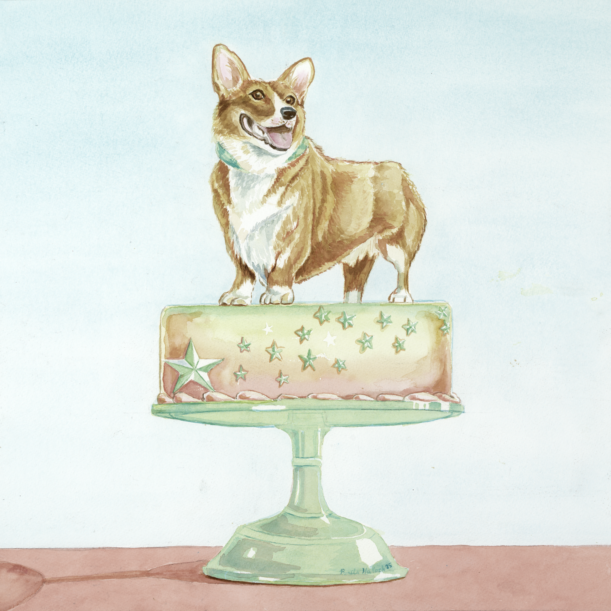Corgi Cake, Watercolor Print
