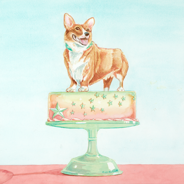 Corgi Cake, Watercolor Print