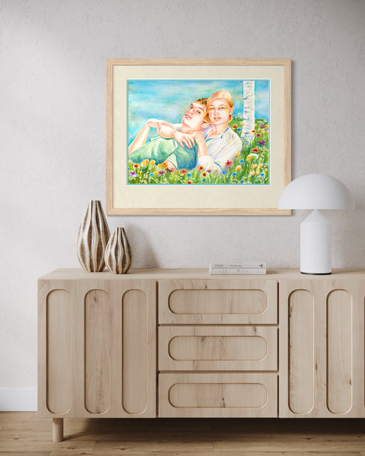 "Samuel and Miranda", Watercolor Print | Romantic Summer Fine Art