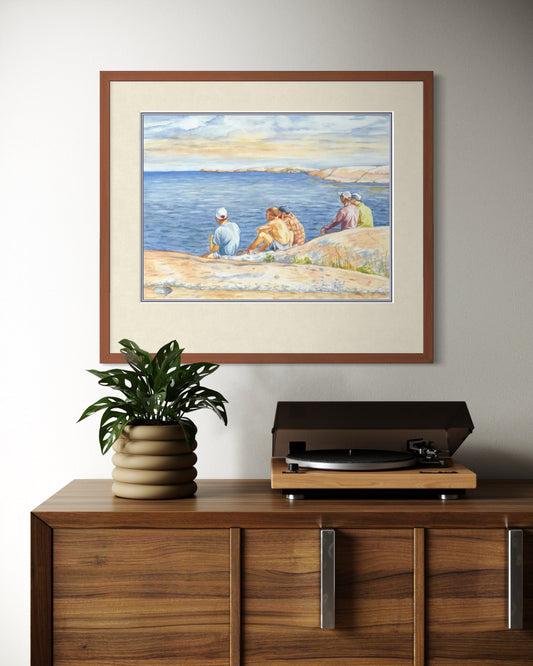 "Five Friends", Friends on the Rocky Island Watercolor Print | Georgian Bay Art