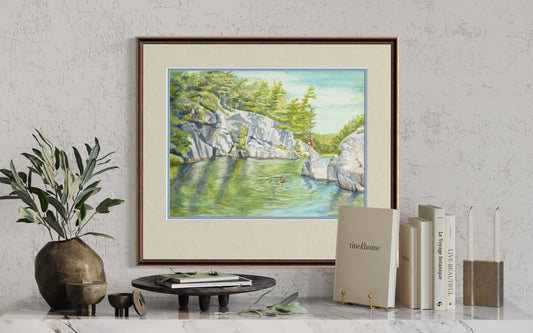"Hole-in-the-Wall", Swimmers at Hole-in-the-Wall Georgian Bay, Watercolor Print