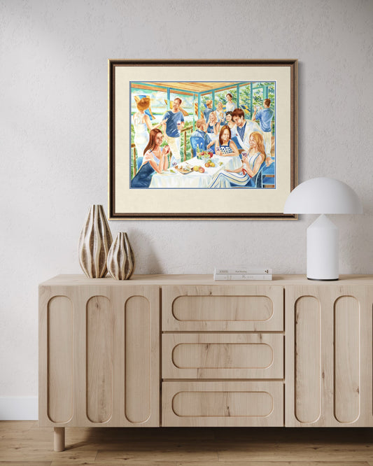 "Regatta Black and White Ball", Ojibway Club Regatta Dinner Watercolor Print | Georgian Bay