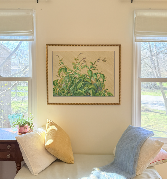 "Blue Sage & Hummingbirds" – Floral Watercolor Print | Fine Art by Pamela Hallock