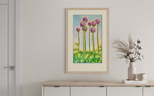 "Signs of Spring", Allium Blooms – Floral Watercolor Print | Fine Art by Pamela Hallock