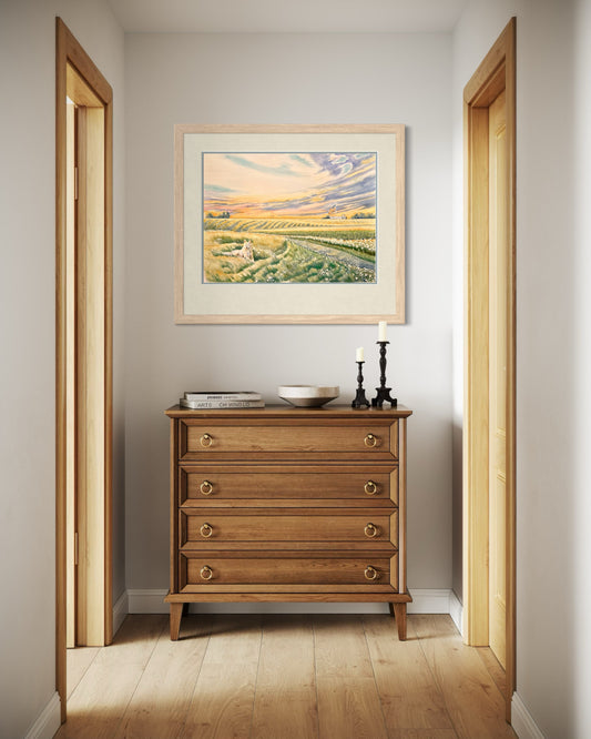 "Midwest Cornfields" Watercolor Print | Husky & Sunrise Art