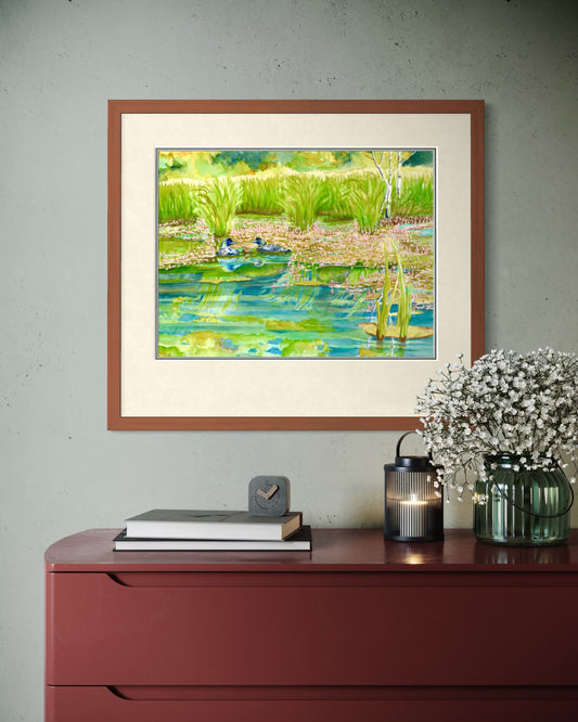 "Baby Loon", Loon Family Watercolor Print | Canadian Wildlife Fine Art