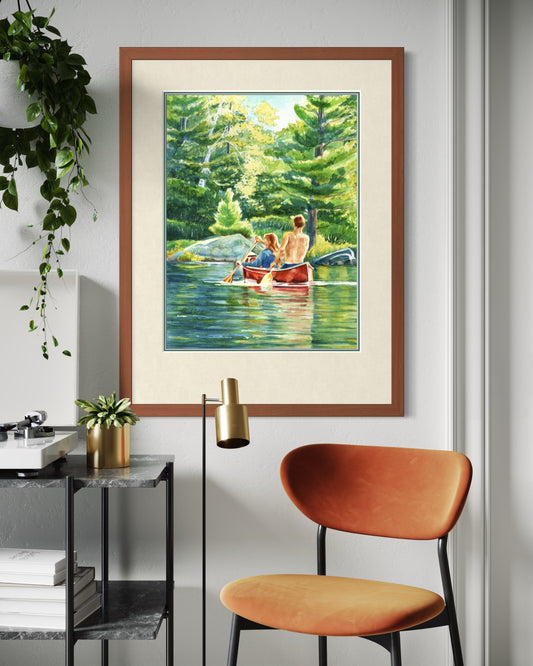 "Morning Paddle", Watercolor Print | Georgian Bay Lake Huron