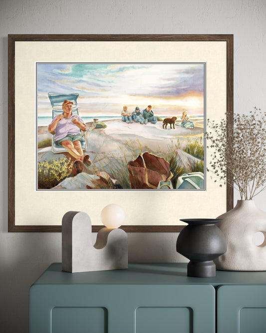 "End of Day Picnic", Georgian Bay Sunset Watercolor Print | Lake Huron Fine Art