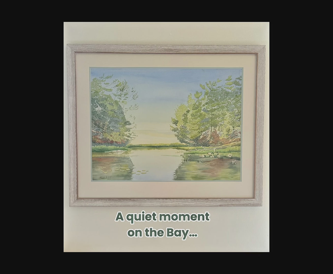 video of a framed watercolor, Turtle Bay in different rooms