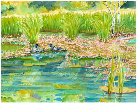 Baby Loon, watercolor print
