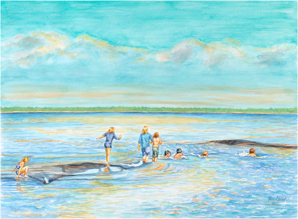 Shoal Hopping, watercolor print